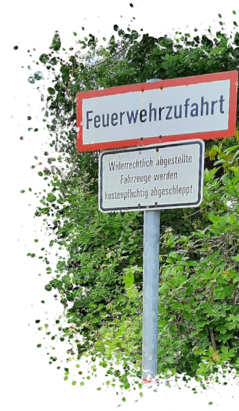 Foto eines Feuerwehrzufahrtschild Foto eines Feuerwehrzufahrtschild